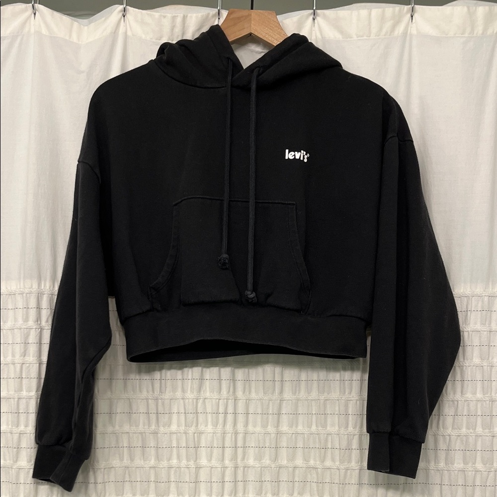 Levi's Charcoal Grey Cropped Hoodie; stylish and cozy! Size Small, used, good